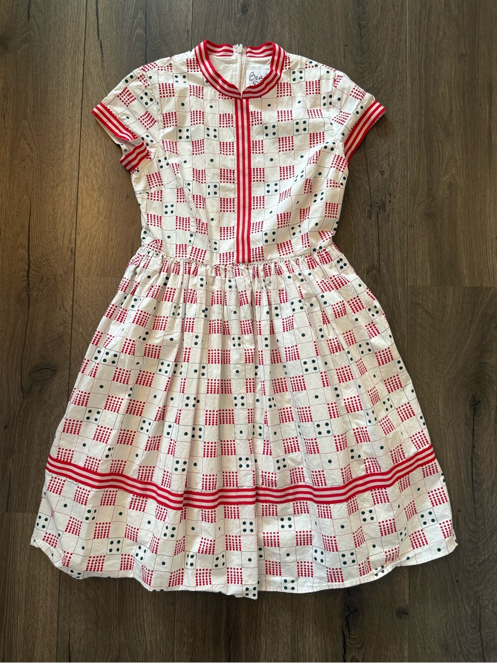 Bea & Dot by ModCloth Retro Dice Print Midi Dress Size Small Vintage Inspired